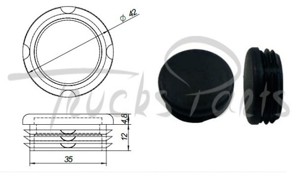 TAPON SOPORTE ALETA PLASTICO REDONDO DIAM. 42