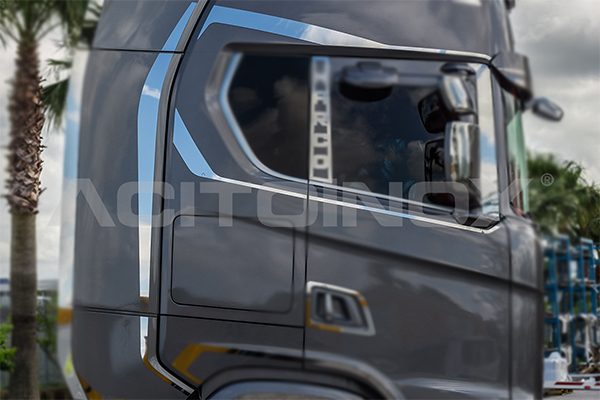 kit perfil ventana y spoiler inox scania serie s y serie r